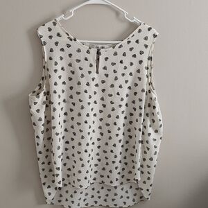 Long Weekend Heart Print Sleeveless Top - White